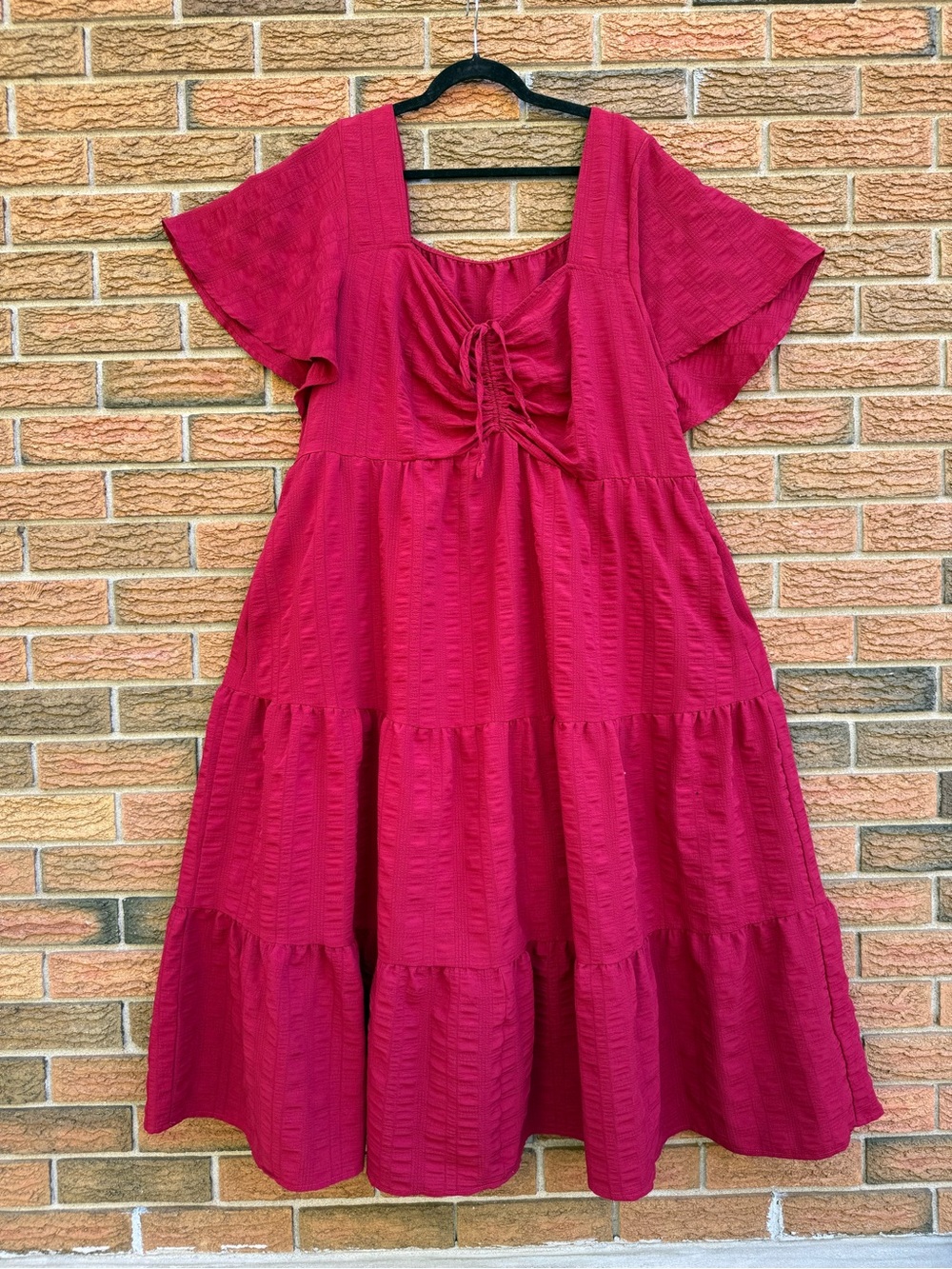 Cinch Top Red Tiered Dress
